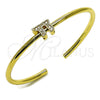 Oro Laminado Individual Bangle, Gold Filled Style Star of David Design, with White Cubic Zirconia, Polished, Golden Finish, 07.459.0001 (Thickness, One size fits all)
