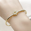Oro Laminado Individual Bangle, Gold Filled Style Star of David Design, with White Micro Pave, Polished, Golden Finish, 07.459.0002 (Thickness, One size fits all)