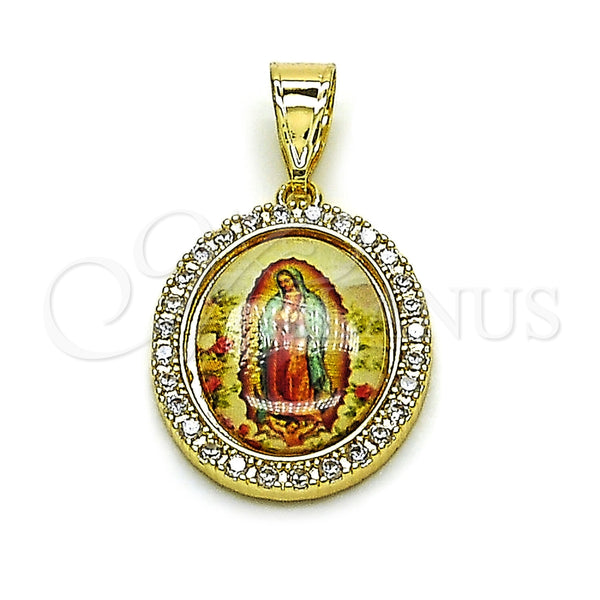 Gold Filled Pendant — Religious Pendant Guadalupe Design with White Cubic Zirconia — main product view — SKU 165981 | Oro Laminado dije — Religious Pendant Guadalupe diseño with blanco Cubic Zirconia — SKU 165981