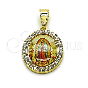 Gold Filled Pendant — Religious Pendant Guadalupe Design with White Cubic Zirconia — main product view — SKU 165981 | Oro Laminado dije — Religious Pendant Guadalupe diseño with blanco Cubic Zirconia — SKU 165981