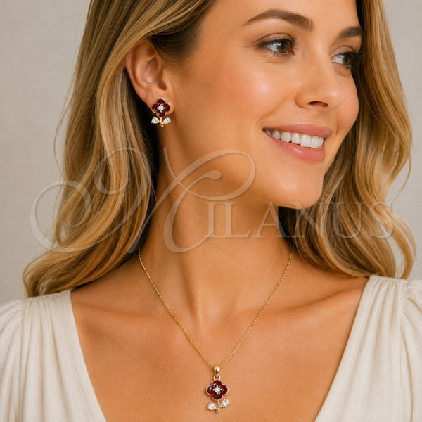Gold Filled Ring — Earring and Pendant Adult Set Flower and Teardrop — alternate product view — SKU 165985 | Oro Laminado anillo — Earring and Pendant Adult Set flor and Teardrop — SKU 165985