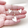 Oro Laminado Earring and Pendant Adult Set, Gold Filled Style Heart Design, White Enamel Finish, Golden Finish, 10.156.0568