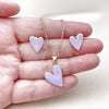Oro Laminado Earring and Pendant Adult Set, Gold Filled Style Heart Design, Purple Enamel Finish, Golden Finish, 10.156.0568.1