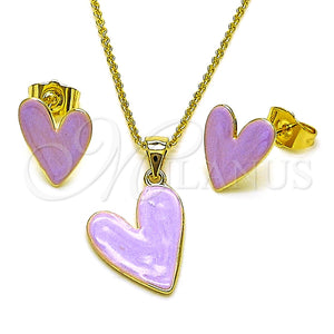 Gold Filled Ring — Earring and Pendant Adult Set Heart Design Purple — main product view — SKU 165987 | Oro Laminado anillo — Earring and Pendant Adult Set corazón diseño Purple — SKU 165987