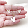 Oro Laminado Earring and Pendant Adult Set, Gold Filled Style Heart Design, Pink Enamel Finish, Golden Finish, 10.156.0568.2