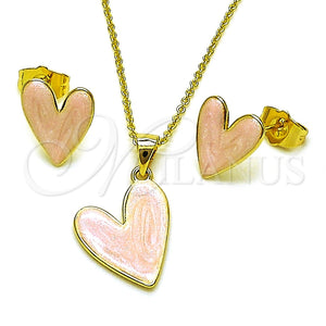 Gold Filled Ring — Earring and Pendant Adult Set Heart Design Pink — main product view — SKU 165988 | Oro Laminado anillo — Earring and Pendant Adult Set corazón diseño Pink — SKU 165988