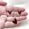 Oro Laminado Earring and Pendant Adult Set, Gold Filled Style Heart Design, Red Enamel Finish, Golden Finish, 10.156.0568.3