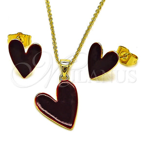 Gold Filled Ring — Earring and Pendant Adult Set Heart Design Red — main product view — SKU 165989 | Oro Laminado anillo — Earring and Pendant Adult Set corazón diseño Red — SKU 165989