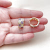 Oro Laminado Huggie Hoop, Gold Filled Style Baguette and Heart Design, with Amethyst and White Cubic Zirconia, Polished, Golden Finish, 02.267.0073.4.16
