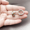 Rhodium Gold Filled Huggie Hoop, Baguette and Heart Design, with Garnet and White Cubic Zirconia, Polished, Rhodium Finish, 02.267.0073.7.16