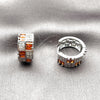 Rhodium Gold Filled Huggie Hoop, Baguette and Heart Design, with Garnet and White Cubic Zirconia, Polished, Rhodium Finish, 02.267.0073.7.16