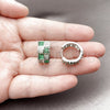 Rhodium Gold Filled Huggie Hoop, Baguette and Heart Design, with Green and White Cubic Zirconia, Polished, Rhodium Finish, 02.267.0073.8.16