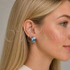 Rhodium Gold Filled Huggie Hoop, Baguette and Heart Design, with Turquoise and White Cubic Zirconia, Polished, Rhodium Finish, 02.267.0073.9.16