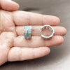 Rhodium Gold Filled Huggie Hoop, Baguette and Heart Design, with Turquoise and White Cubic Zirconia, Polished, Rhodium Finish, 02.267.0073.9.16