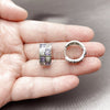 Rhodium Gold Filled Huggie Hoop, Baguette and Heart Design, with Amethyst and White Cubic Zirconia, Polished, Rhodium Finish, 02.267.0073.10.16