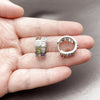 Rhodium Gold Filled Huggie Hoop, Baguette and Heart Design, with Multicolor and White Cubic Zirconia, Polished, Rhodium Finish, 02.267.0073.11.16