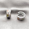 Rhodium Gold Filled Huggie Hoop, Baguette and Heart Design, with Multicolor and White Cubic Zirconia, Polished, Rhodium Finish, 02.267.0073.11.16