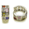 Rhodium Gold Filled Huggie Hoop, Baguette and Heart Design, with Multicolor and White Cubic Zirconia, Polished, Rhodium Finish, 02.267.0073.11.16
