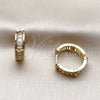 Oro Laminado Huggie Hoop, Gold Filled Style Baguette Design, with White Cubic Zirconia, Polished, Golden Finish, 02.267.0074.20