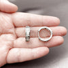 Rhodium Gold Filled Huggie Hoop, Baguette Design, with White Cubic Zirconia, Polished, Rhodium Finish, 02.267.0074.1.20