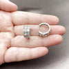 Rhodium Gold Filled Huggie Hoop, with White Cubic Zirconia and White Micro Pave, Polished, Rhodium Finish, 02.267.0075.5.16