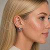 White Gold Filled Huggie Hoop, with Amethyst Cubic Zirconia and White Micro Pave, Polished, Rhodium Finish, 02.267.0075.8.16