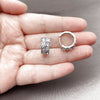 Rhodium Gold Filled Huggie Hoop, with Amethyst Cubic Zirconia and White Micro Pave, Polished, Rhodium Finish, 02.267.0075.8.16