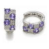 White Gold Filled Huggie Hoop, with Amethyst Cubic Zirconia and White Micro Pave, Polished, Rhodium Finish, 02.267.0075.8.16