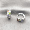 Rhodium Gold Filled Huggie Hoop, with Multicolor Cubic Zirconia and White Micro Pave, Polished, Rhodium Finish, 02.267.0075.9.16