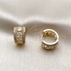 Oro Laminado Huggie Hoop, Gold Filled Style Cluster Design, with White Cubic Zirconia, Polished, Golden Finish, 02.267.0076.15