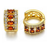 Oro Laminado Huggie Hoop, Gold Filled Style Cluster Design, with Garnet and White Cubic Zirconia, Polished, Golden Finish, 02.267.0076.1.15