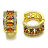 Oro Laminado Huggie Hoop, Gold Filled Style Cluster Design, with Garnet and White Cubic Zirconia, Polished, Golden Finish, 02.267.0076.1.15