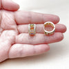 Oro Laminado Huggie Hoop, Gold Filled Style Cluster Design, with Multicolor and White Cubic Zirconia, Polished, Golden Finish, 02.267.0076.4.15