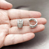 Rhodium Gold Filled Huggie Hoop, Cluster Design, with White Cubic Zirconia, Polished, Rhodium Finish, 02.267.0076.5.15