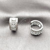 Rhodium Gold Filled Huggie Hoop, Cluster Design, with White Cubic Zirconia, Polished, Rhodium Finish, 02.267.0076.5.15