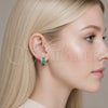 Rhodium Gold Filled Huggie Hoop, Cluster Design, with Green and White Cubic Zirconia, Polished, Rhodium Finish, 02.267.0076.7.15