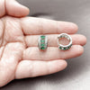 Rhodium Gold Filled Huggie Hoop, Cluster Design, with Green and White Cubic Zirconia, Polished, Rhodium Finish, 02.267.0076.7.15