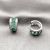 Rhodium Gold Filled Huggie Hoop, Cluster Design, with Green and White Cubic Zirconia, Polished, Rhodium Finish, 02.267.0076.7.15