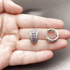 Rhodium Gold Filled Huggie Hoop, Cluster Design, with Amethyst and White Cubic Zirconia, Polished, Rhodium Finish, 02.267.0076.8.15