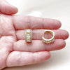 Oro Laminado Huggie Hoop, Gold Filled Style Cluster Design, with White Cubic Zirconia, Polished, Golden Finish, 02.267.0077.15