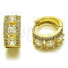 Oro Laminado Huggie Hoop, Gold Filled Style Cluster Design, with White Cubic Zirconia, Polished, Golden Finish, 02.267.0077.15