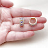 Oro Laminado Huggie Hoop, Gold Filled Style Cluster Design, with Amethyst and White Cubic Zirconia, Polished, Golden Finish, 02.267.0077.3.15