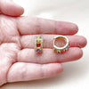 Oro Laminado Huggie Hoop, Gold Filled Style Cluster Design, with Multicolor and White Cubic Zirconia, Polished, Golden Finish, 02.267.0077.4.15