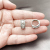Rhodium Gold Filled Huggie Hoop, Cluster Design, with White Cubic Zirconia, Polished, Rhodium Finish, 02.267.0077.5.15