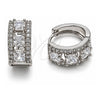 White Gold Filled Huggie Hoop, Cluster Design, with White Cubic Zirconia, Polished, Rhodium Finish, 02.267.0077.5.15