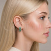 Rhodium Gold Filled Huggie Hoop, Cluster Design, with Green and White Cubic Zirconia, Polished, Rhodium Finish, 02.267.0077.7.15