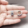 Rhodium Gold Filled Huggie Hoop, Cluster Design, with Amethyst and White Cubic Zirconia, Polished, Rhodium Finish, 02.267.0077.8.15