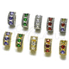Rhodium Gold Filled Huggie Hoop, Cluster Design, with Multicolor and White Cubic Zirconia, Polished, Rhodium Finish, 02.267.0077.9.15