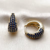 Oro Laminado Huggie Hoop, Gold Filled Style with Sapphire Blue Cubic Zirconia, Polished, Golden Finish, 02.267.0078.1.22
