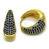 Oro Laminado Huggie Hoop, Gold Filled Style with Sapphire Blue Cubic Zirconia, Polished, Golden Finish, 02.267.0078.1.22